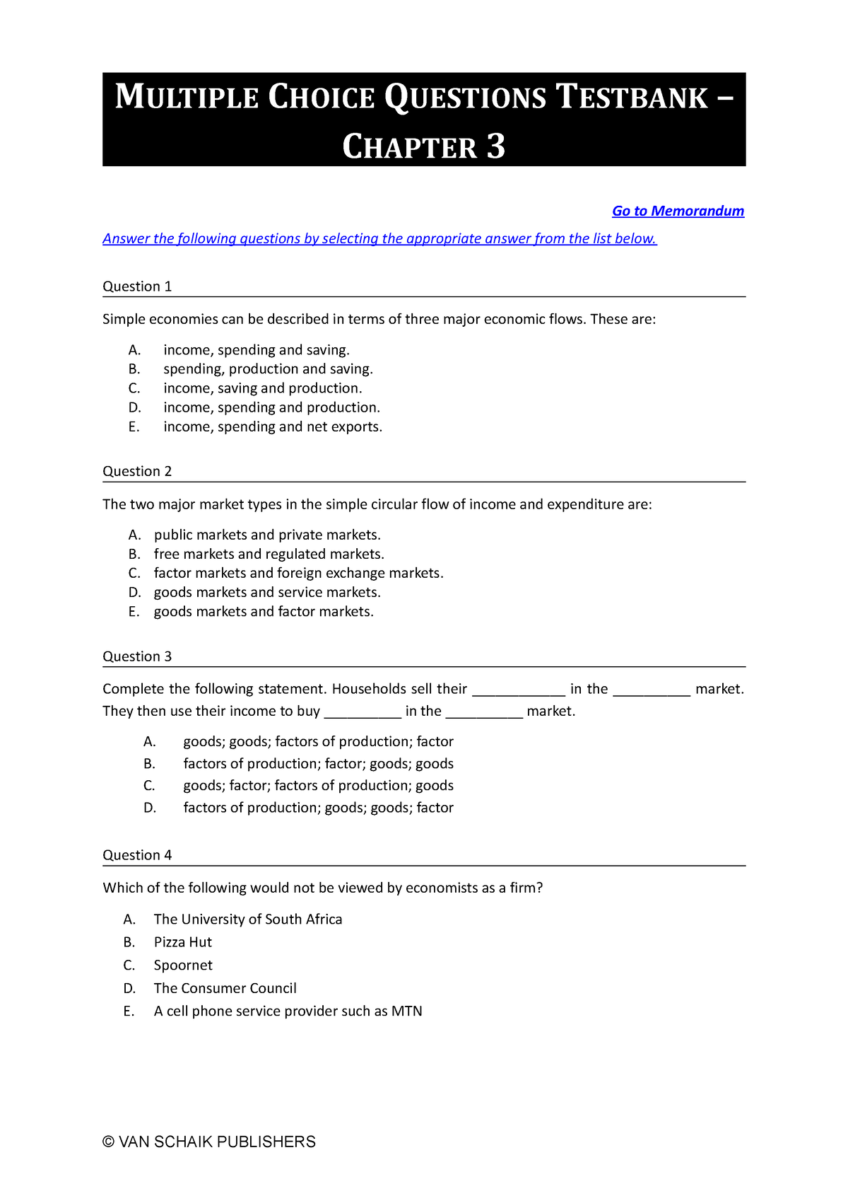 Economics 5 MCQ C3 - PRACTICE MATERIALS- QUESTIONS - MULTIPLE CHOICE ...