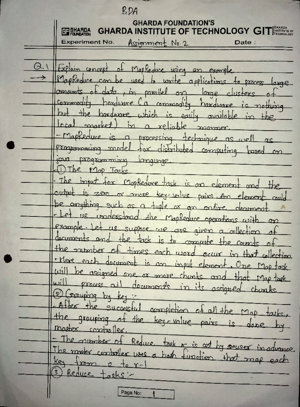 BDA Assignment No 2 - notes - FOUNDATION BPA Experiment No. GFGHARDA ...