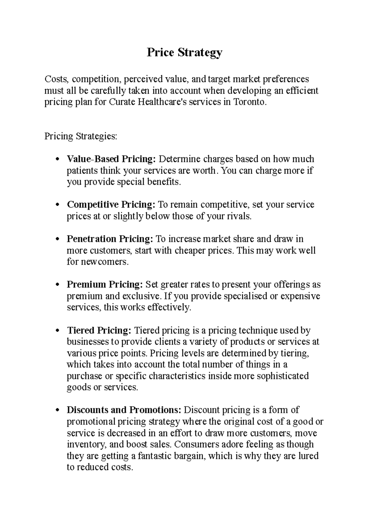 Price Strategy - notes - Price Strategy Costs, competition, perceived ...