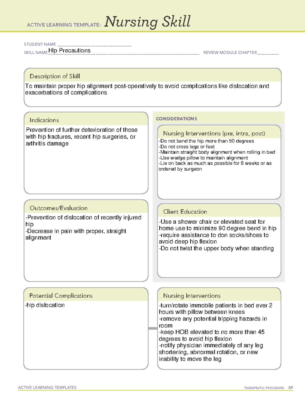 ATINursing+Skill hip+precautions - ACTIVE LEARNING TEMPLATES ...