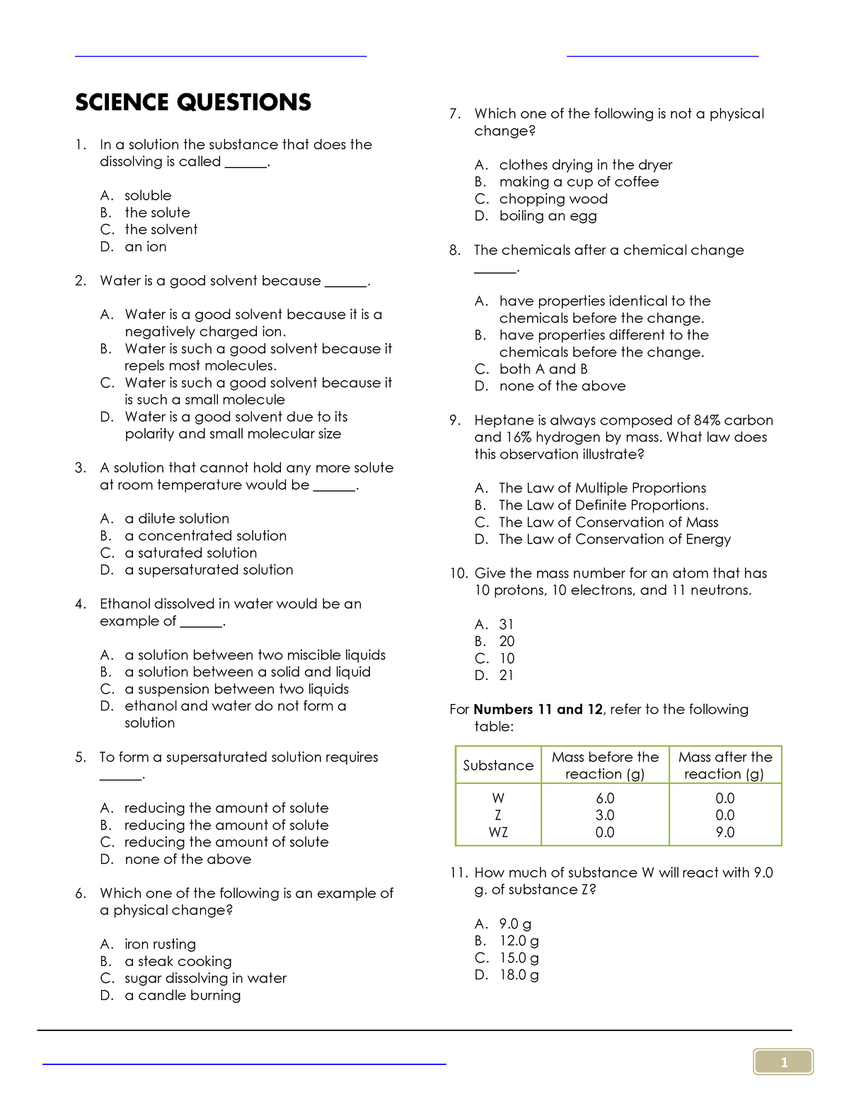 Science - Study materials - In a solution the substance that does the ...