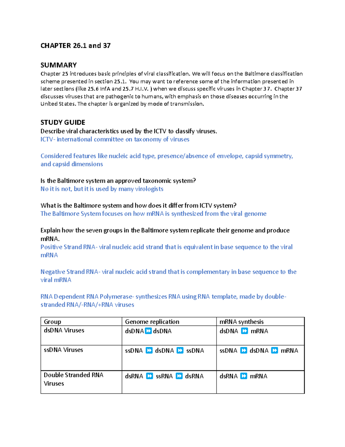 Chapter 25 and 37 Study Guide - CHAPTER 26 and 37 SUMMARY Chapter 25 ...