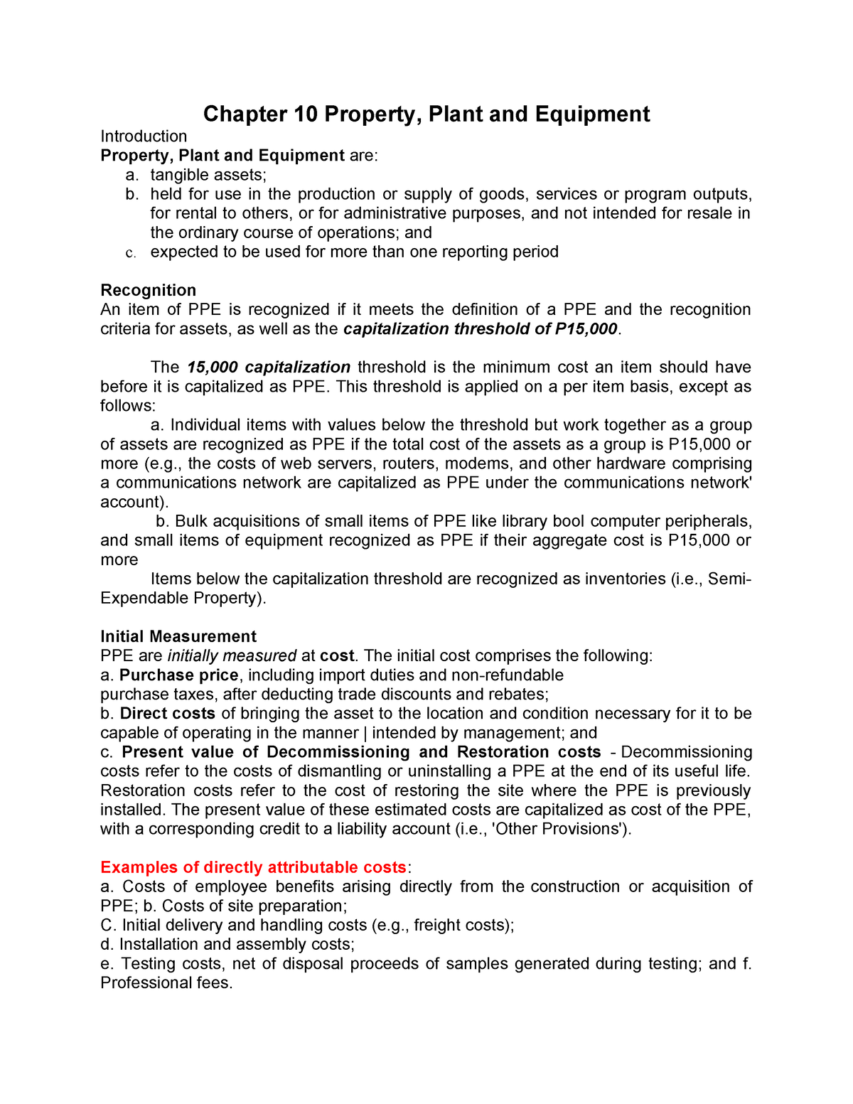 Property Plant AND Equipment CH 10 - Chapter 10 Property, Plant And ...