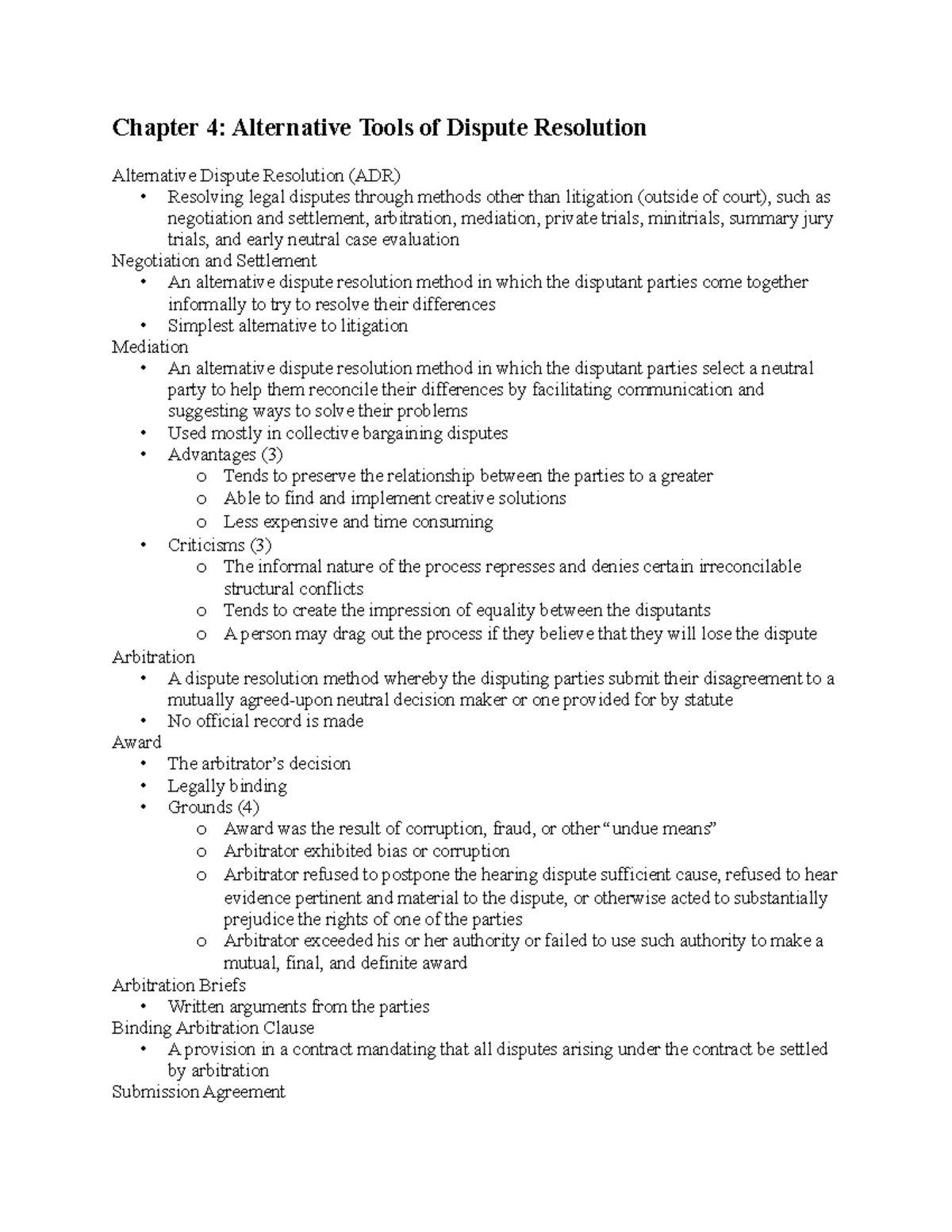 Chapter 4 - Alternative Tools Of Dispute Resolution - Chapter 4 ...