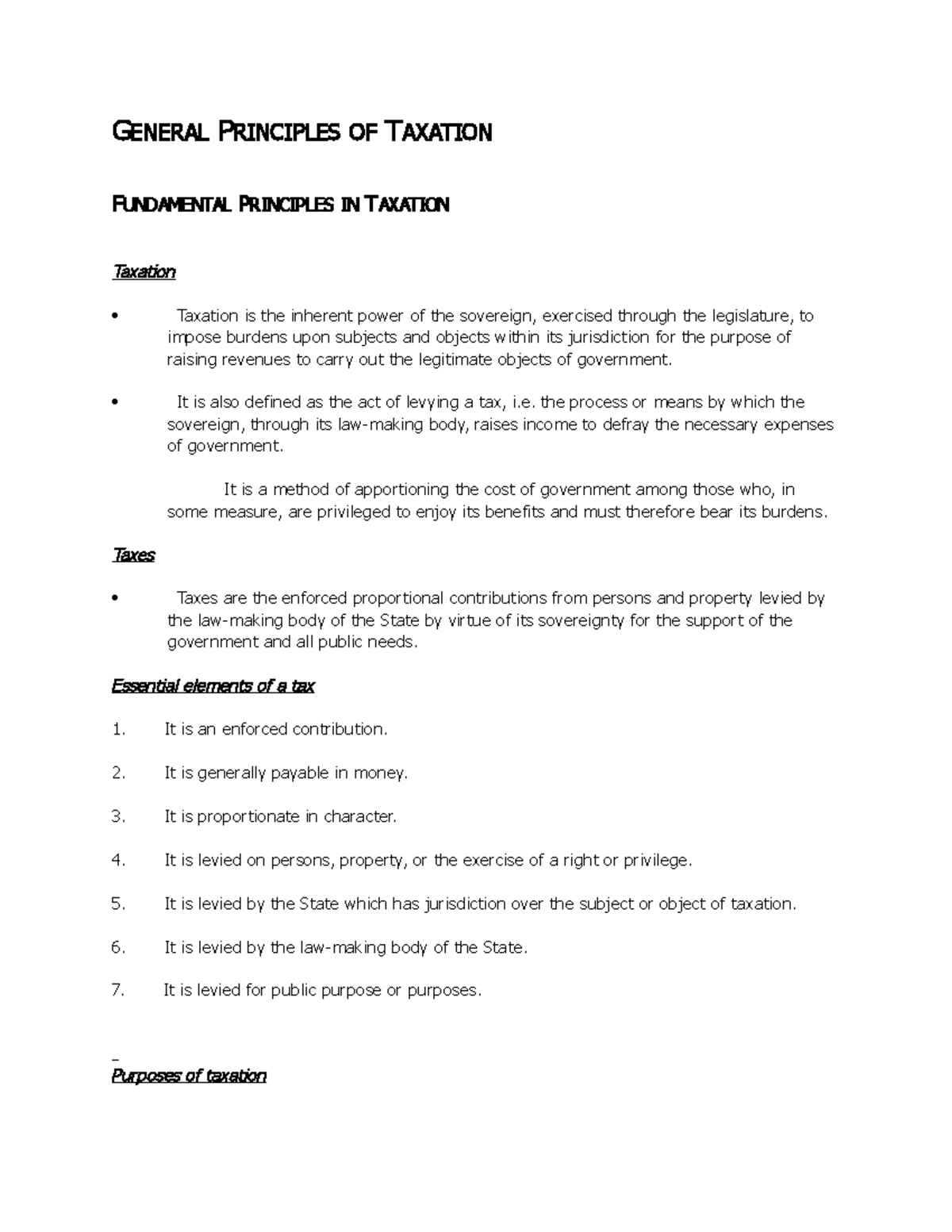 Lesson 1-Principles of Taxation - GENERAL PRINCIPLES OF TAXATION ...