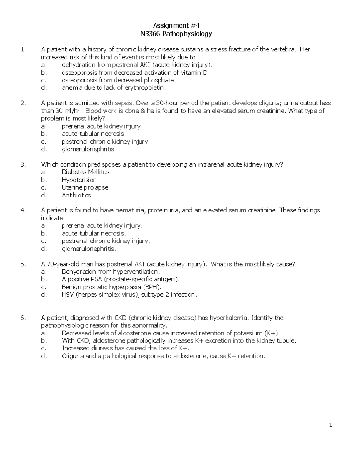 Assignment+%234 - Assignment - N3366 Pathophysiology A patient with a ...