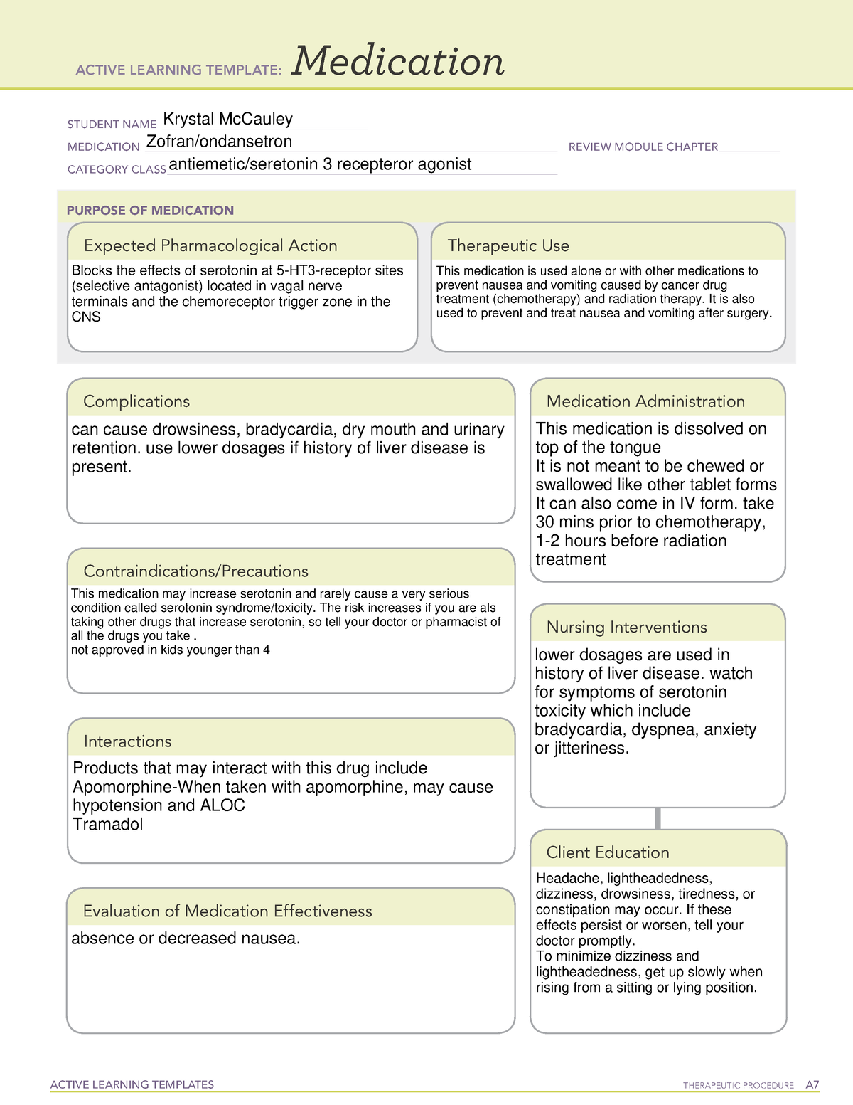 drug-card-zofran-ati-template-active-learning-templates-therapeutic