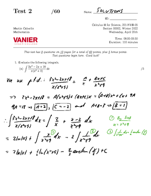 2023 3A NYC Test2 solutions - Test 2 /60 Name: ID: Linear Algebra I for ...