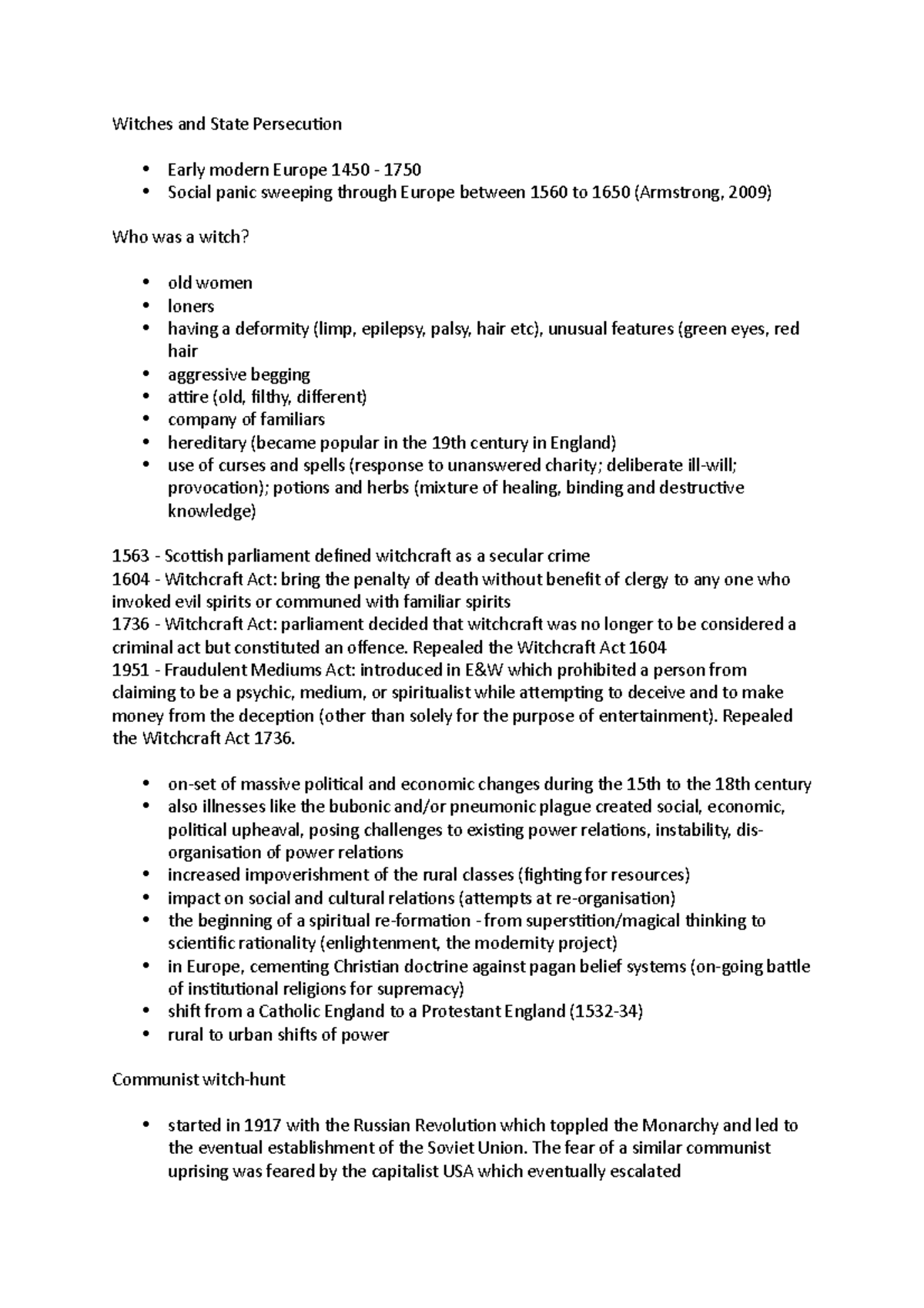 Witches and State Persecution - Witches and State Persecution Early ...