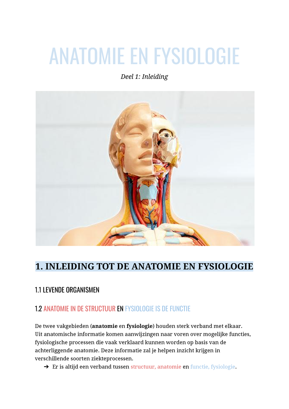 Sv Anatomie En Fysiologie Anatomie En Fysiologie Deel 1 Inleiding 1