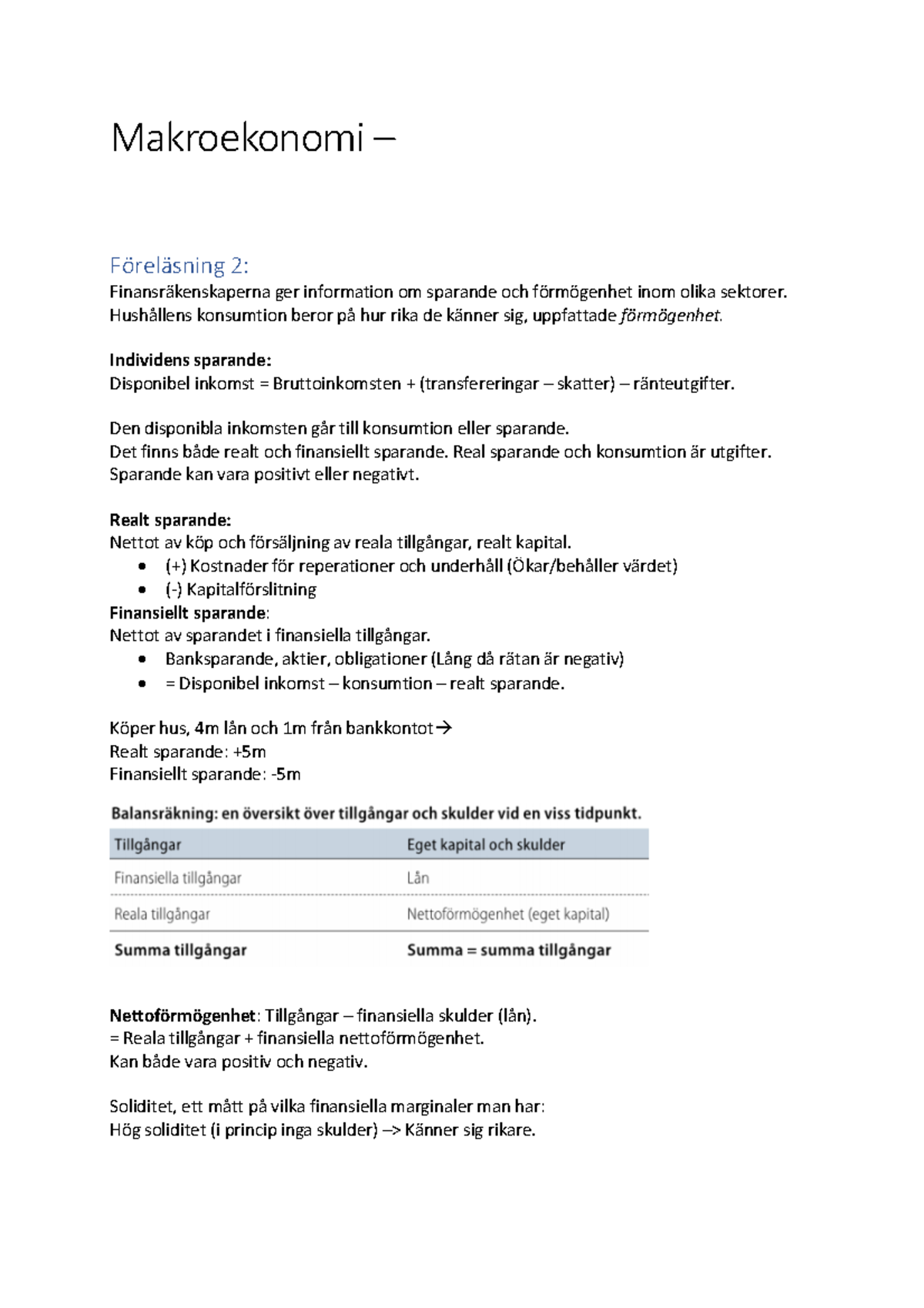 Makroekonomi – Sammanfattning - Makroekonomi 2: Ger Information Om ...