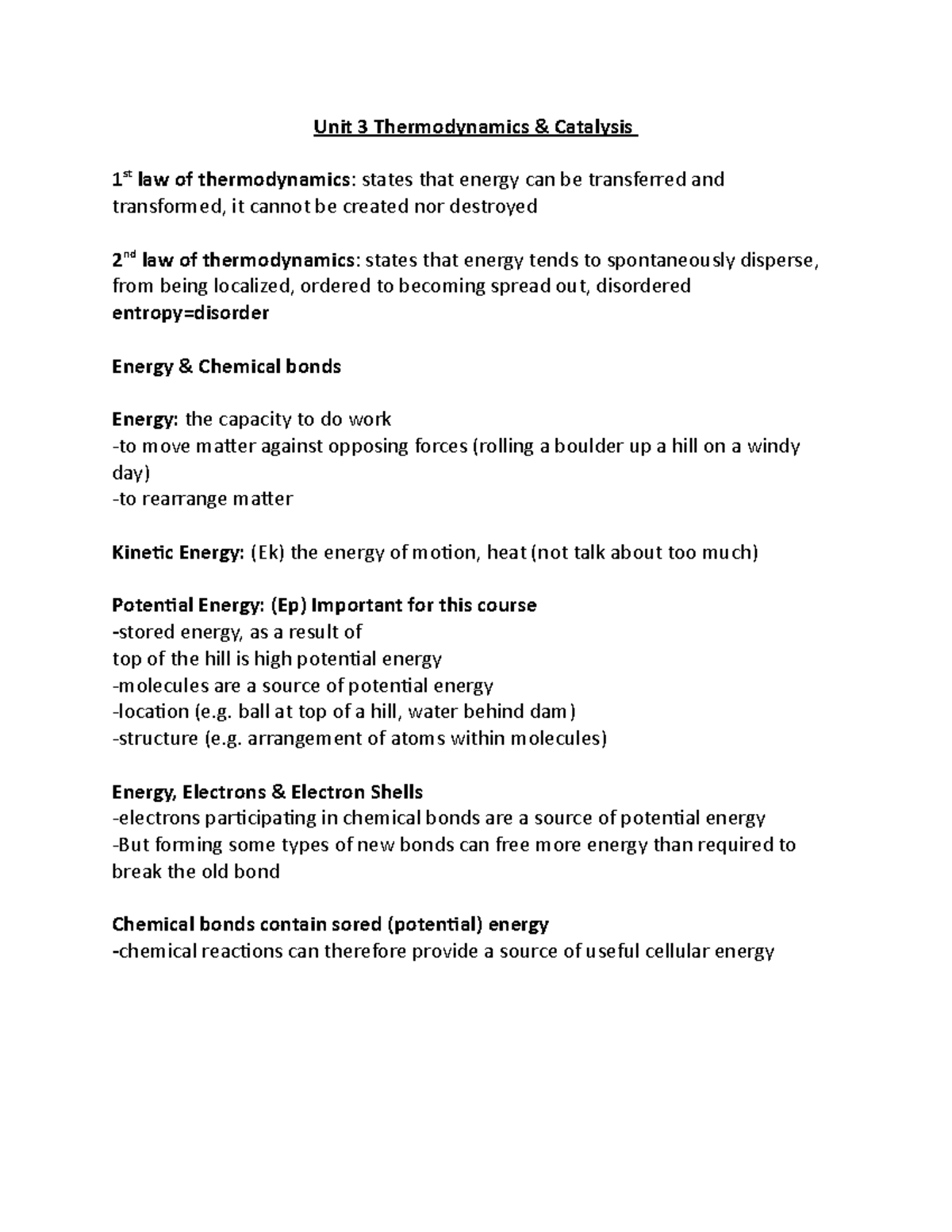 Unit 3 Thermodynamics - Lecture notes Unit 3 - Unit 3 Thermodynamics ...