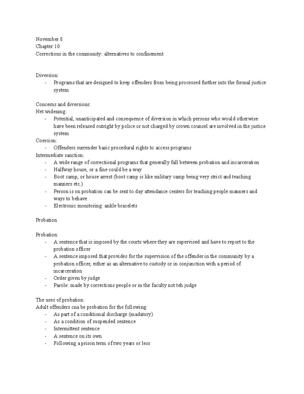 November 8-10 lecture notes - November 8 Chapter 10 Corrections in the ...