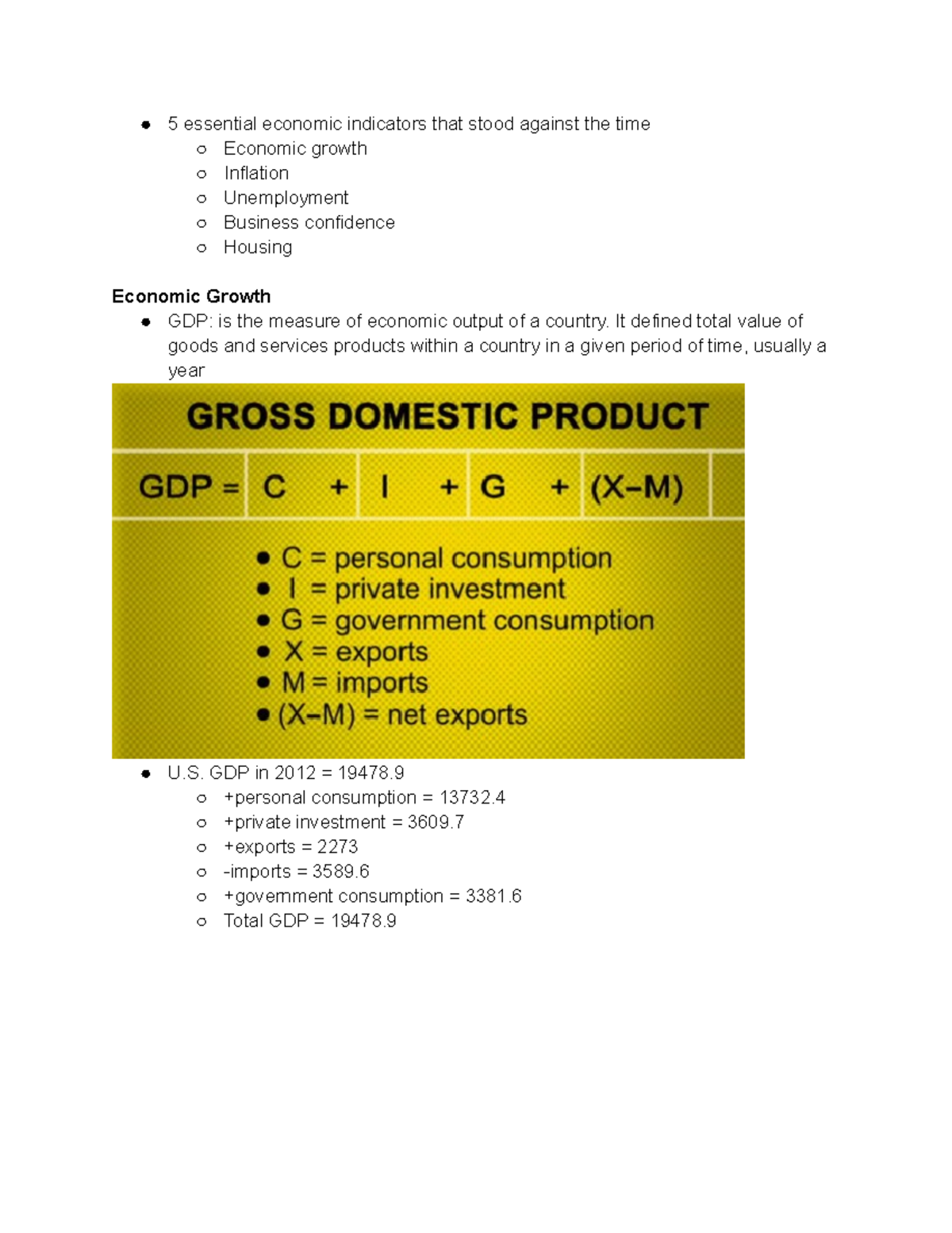 Economic Growth - notes taken in class - 5 essential economic ...