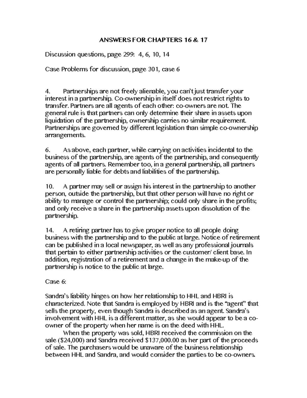 Week+8+answers - sds - ANSWERS FOR CHAPTERS 16 & 17 Discussion ...
