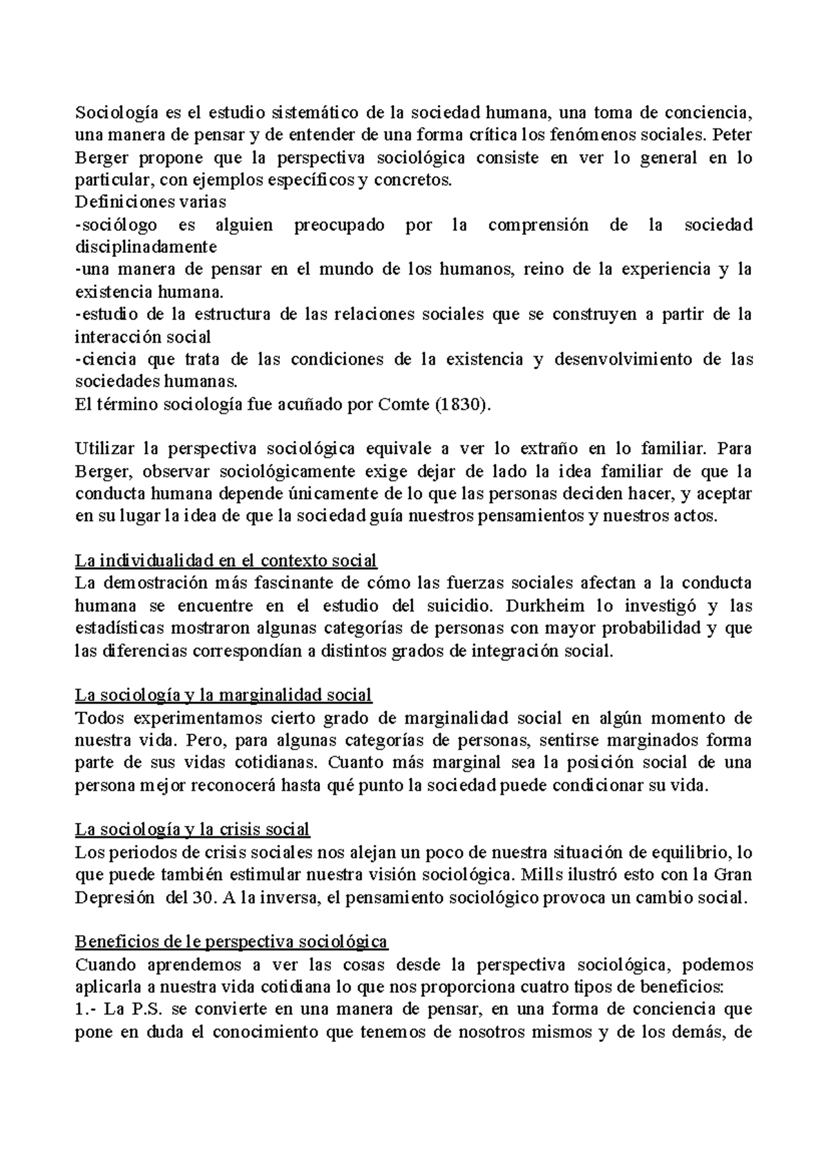 Introducción a la Sociología - Sociología es el estudio sistemático de ...