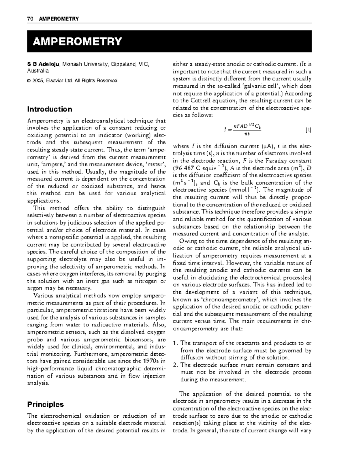 Amperometría artículo - AMPEROMETRY S B Adeloju, Monash University ...