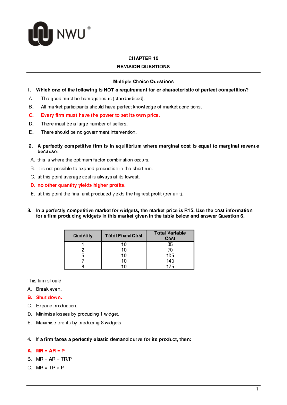 Chapter 10 Questions and Answers - CHAPTER 10 REVISION QUESTIONS ...