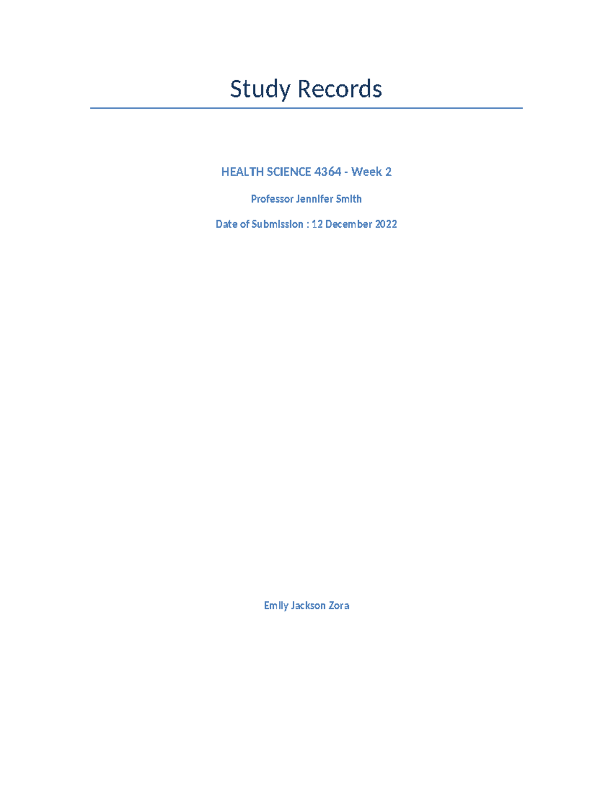 Health Science-4364-Study Records - Study Records HEALTH SCIENCE 4364 ...