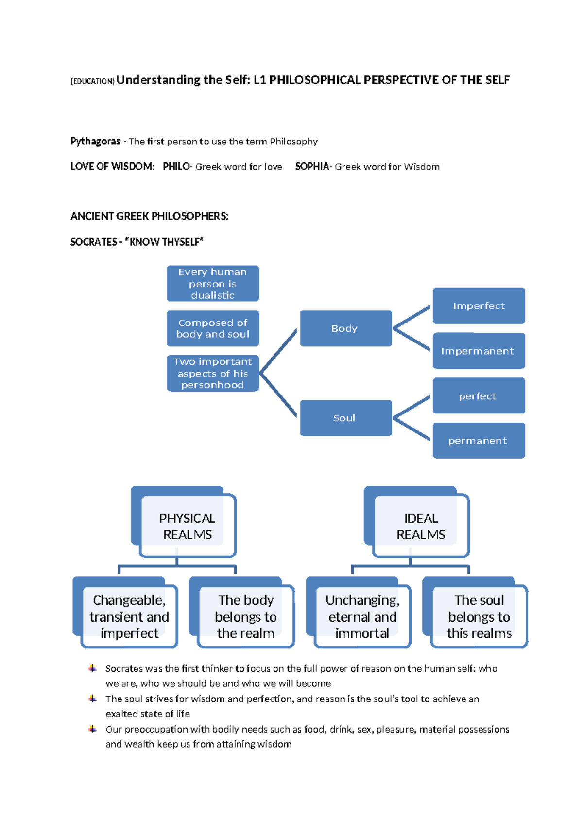 1 Philosophical Perspectives of the Self UTS - (EDUCATION ...