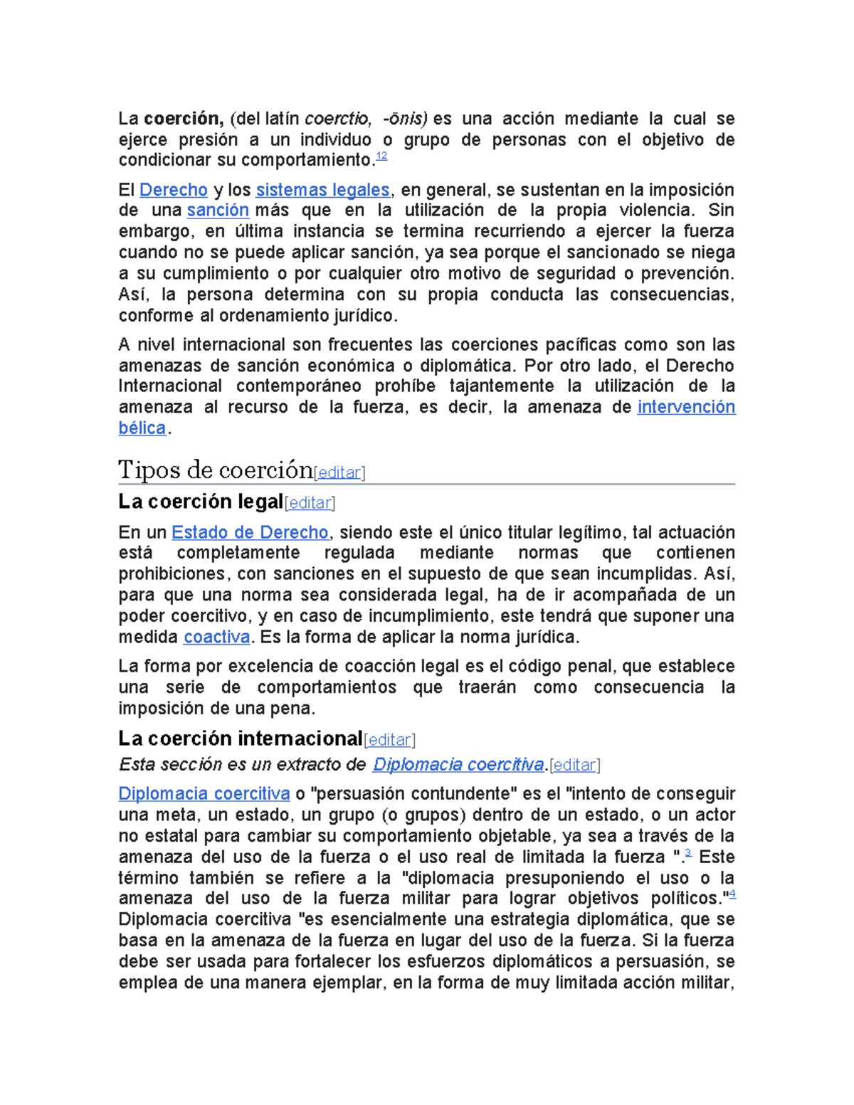 Coercitivo en significado de lo que indica wikipedia La coerción