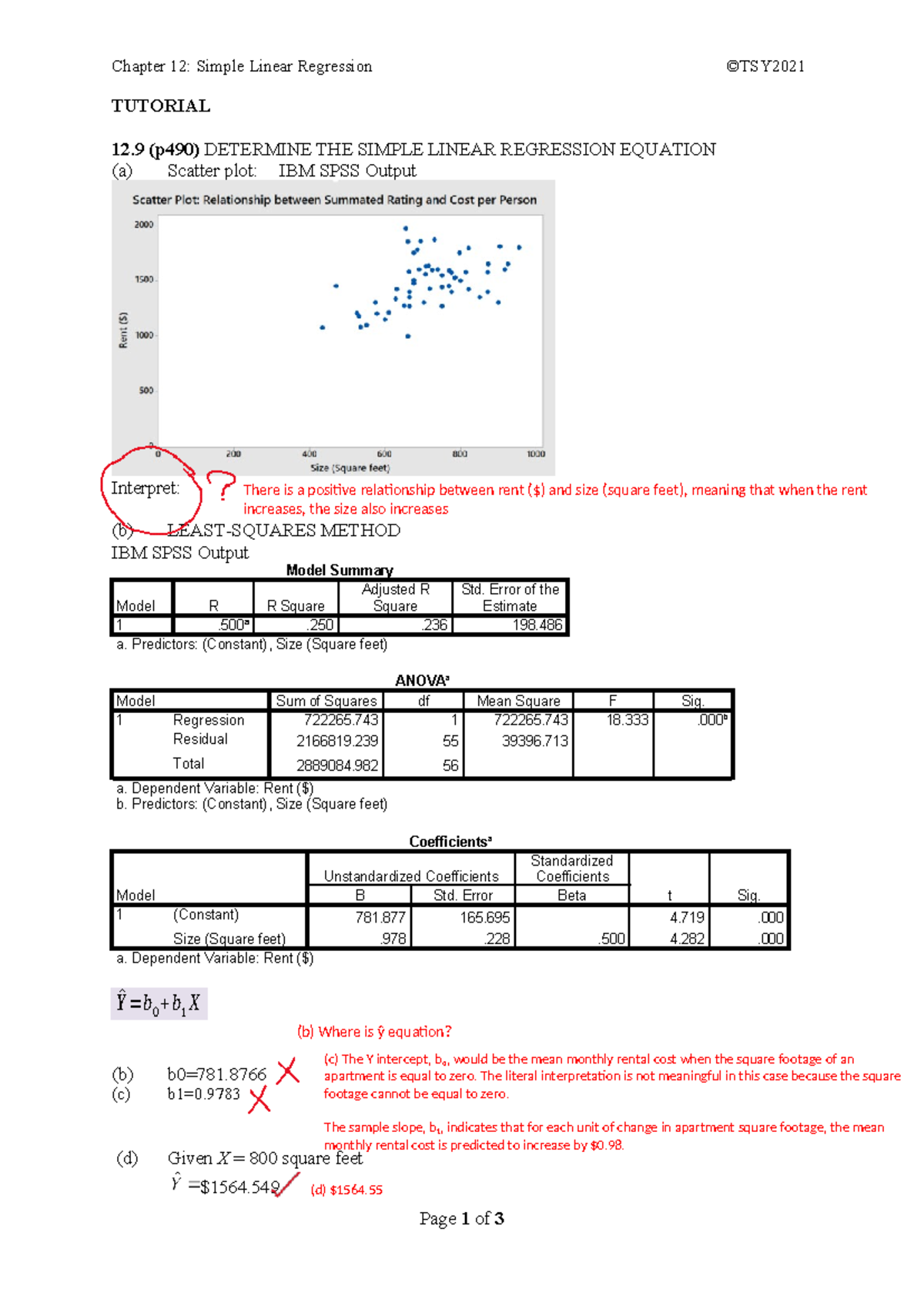Tut Chap012 G27 (marked) - Chapter 12: Simple Linear Regression ©TSY ...