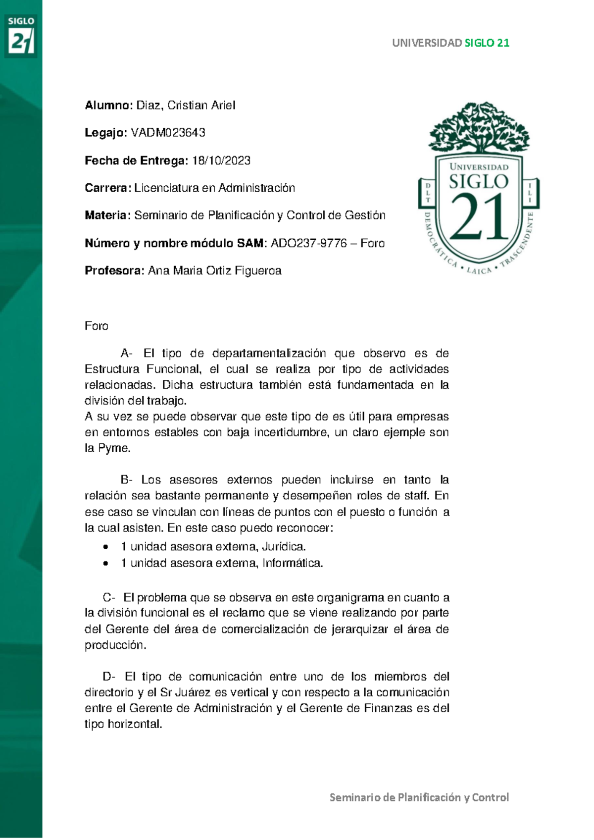 Foro Seminario De Planificacion Y Control 18102023 Universidad Siglo
