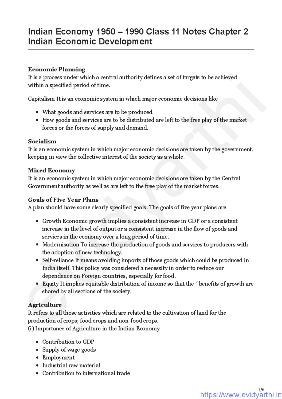 class 11 economics chapter 2 indian economy notes