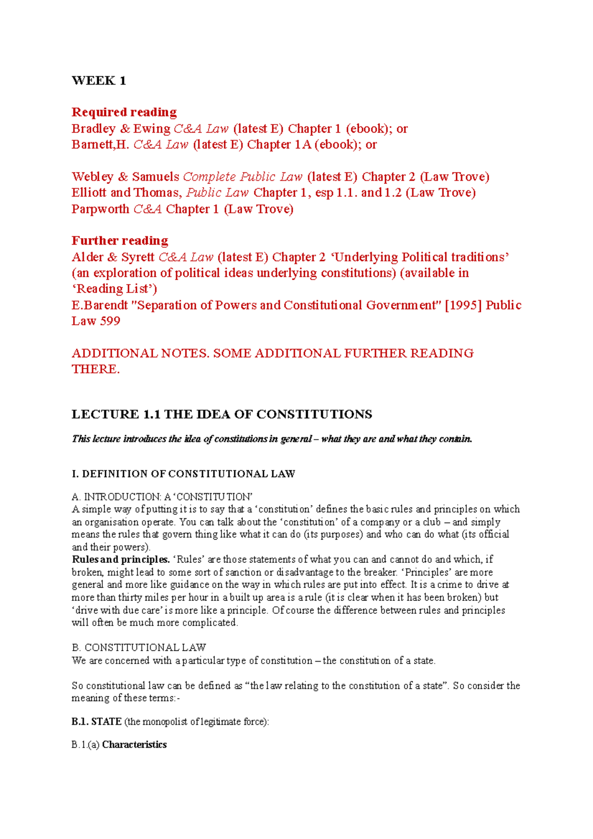 Week 1 Lecture Notes - Howard Davis - WEEK 1 Required reading Bradley ...