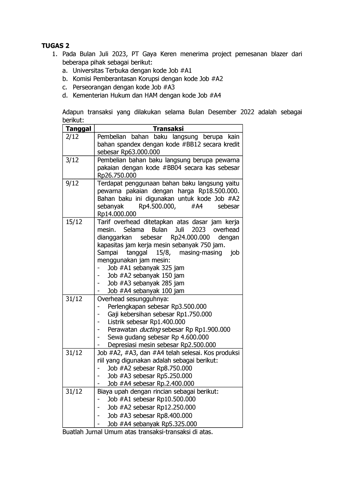 Tugas 2 AKBI - This Is A Practical For Student - TUGAS 2 Pada Bulan ...