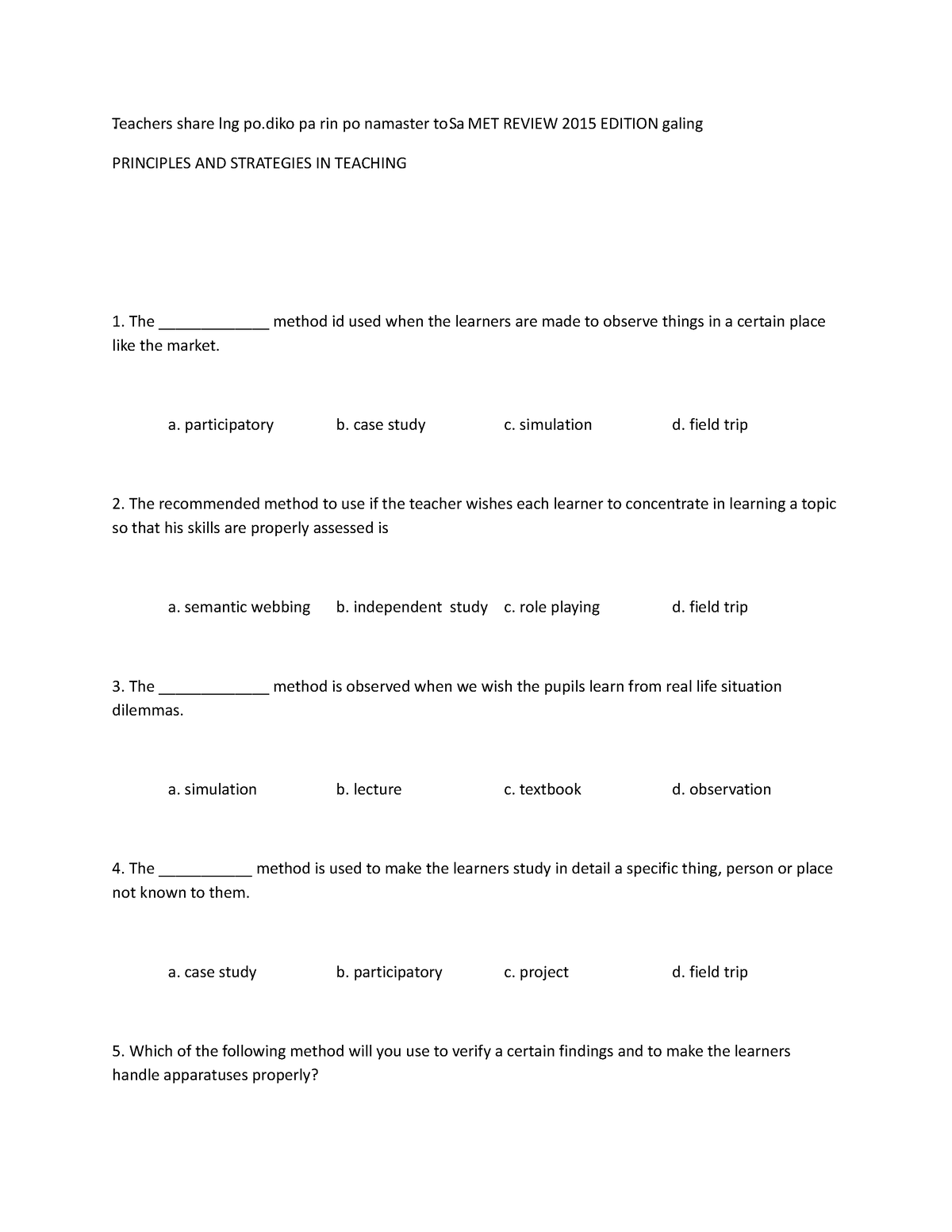 Teaching Methods - Teachers share lng po pa rin po namaster toSa MET ...