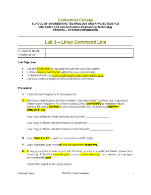 Lab 1 - Basic Windows Networking Commands 3 - Centennial College SCHOOL ...