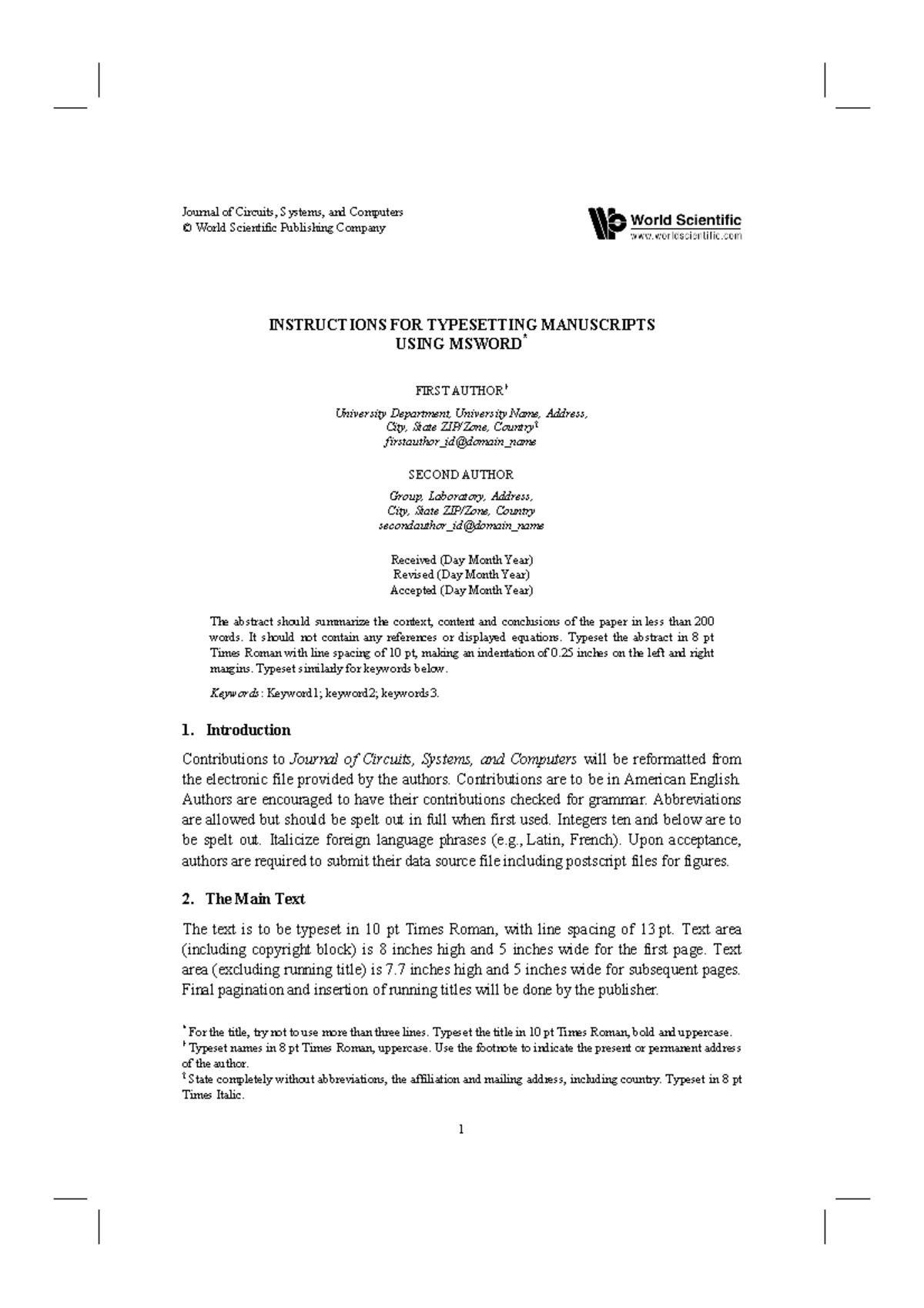 Instructions FOR Typesetting Manuscripts - Journal of Circuits, Systems ...