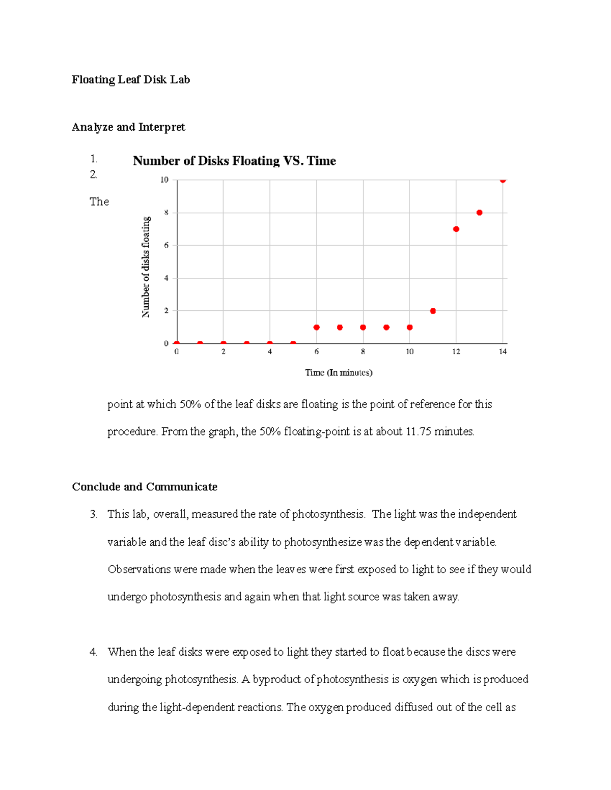 Floating Leaf Disk Lab - This is a short lab showing the rates of ...