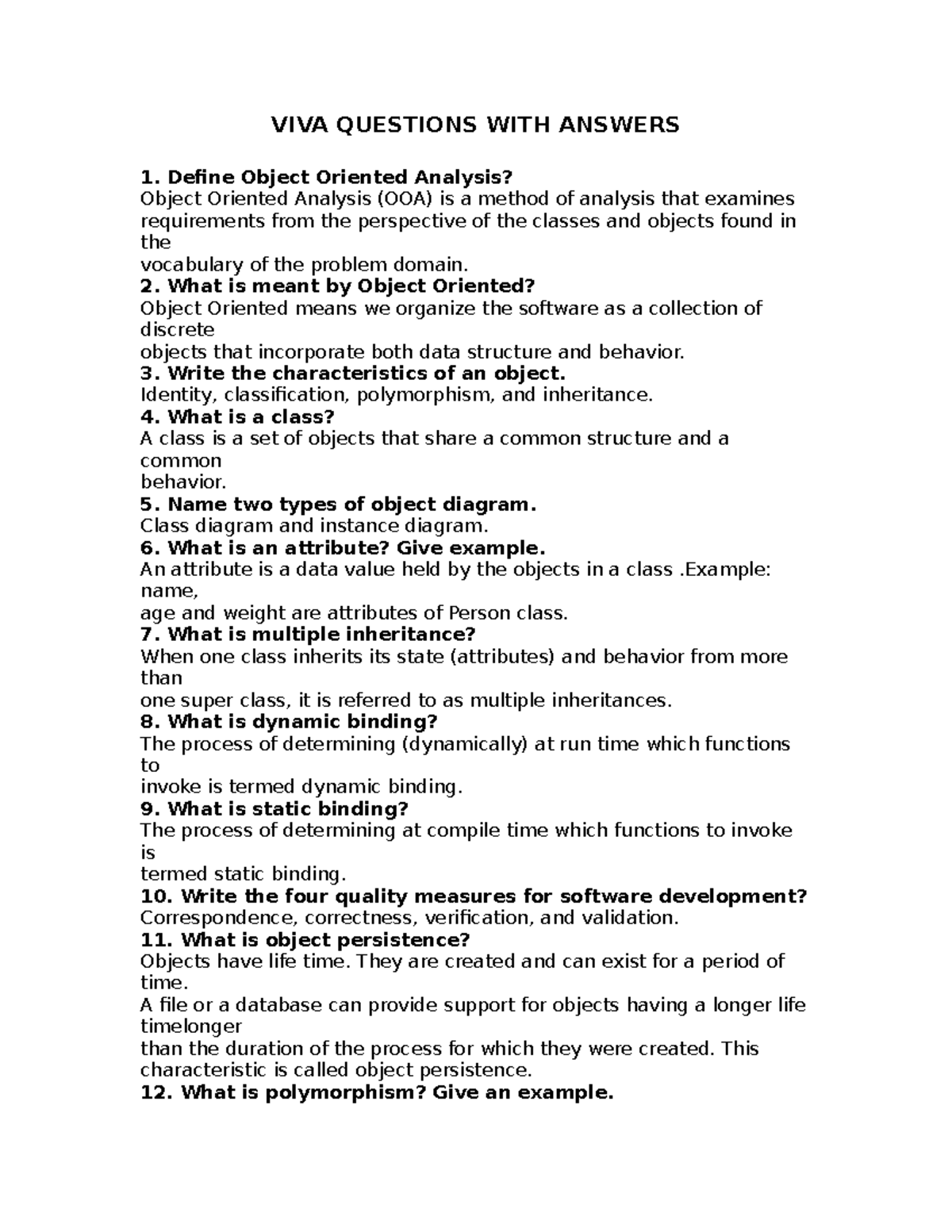 250609754 VIVA Questions for OOAD - VIVA QUESTIONS WITH ANSWERS Define ...