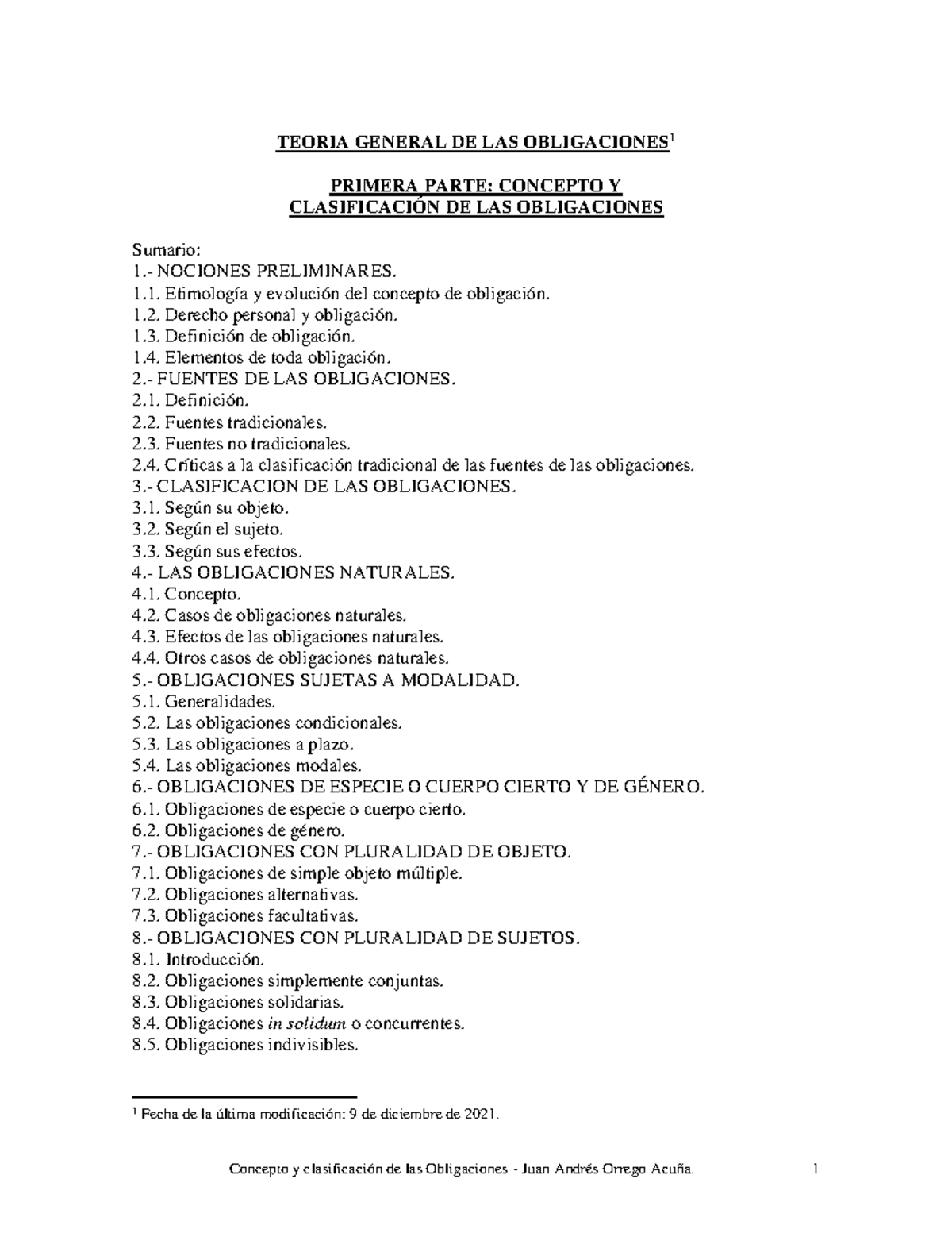 Concepto Y Clasificación De Las Obligaciones - TEORIA GENERAL DE LAS ...