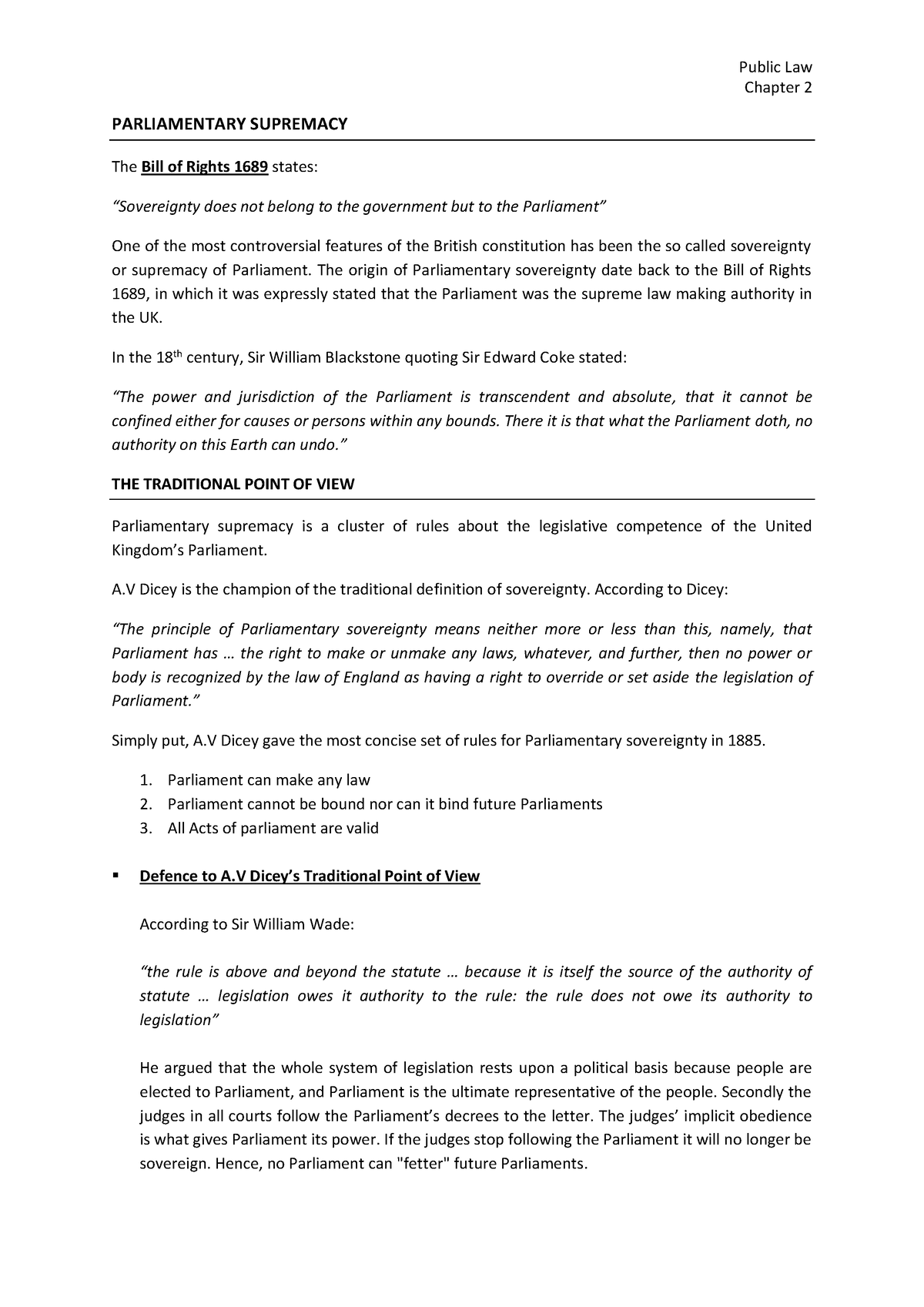 5-summary-of-parliamentary-sovereignty-chapter-2-parliamentary