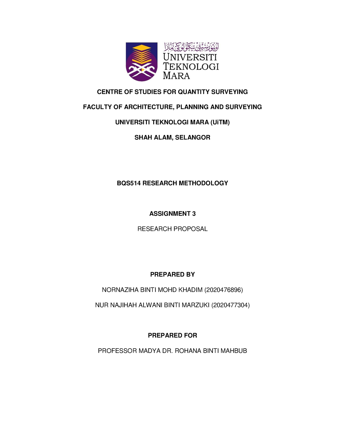 research topics for quantity surveying students in malaysia