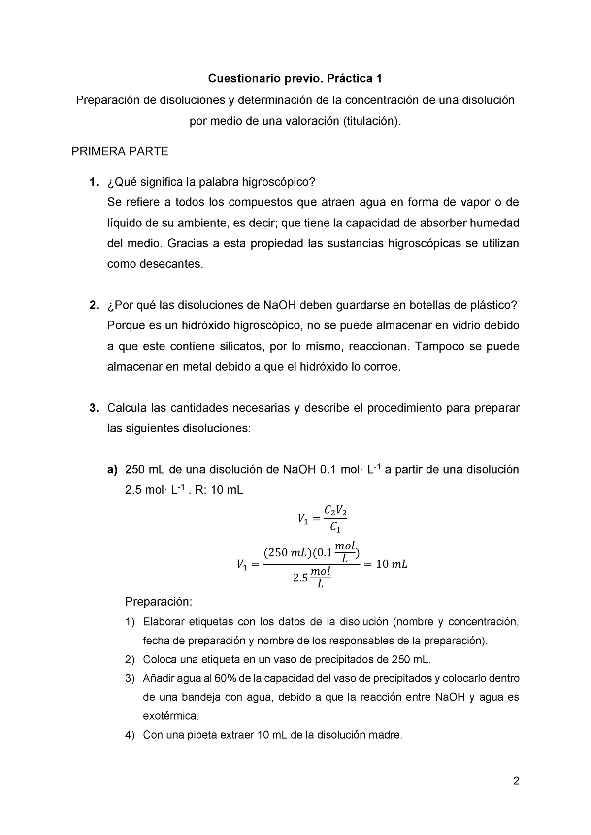 QG2.Previo 1 a 3 - Cuestionarios Previos de la práctica 1 a 3 de química  general II, Facultad de - Studocu