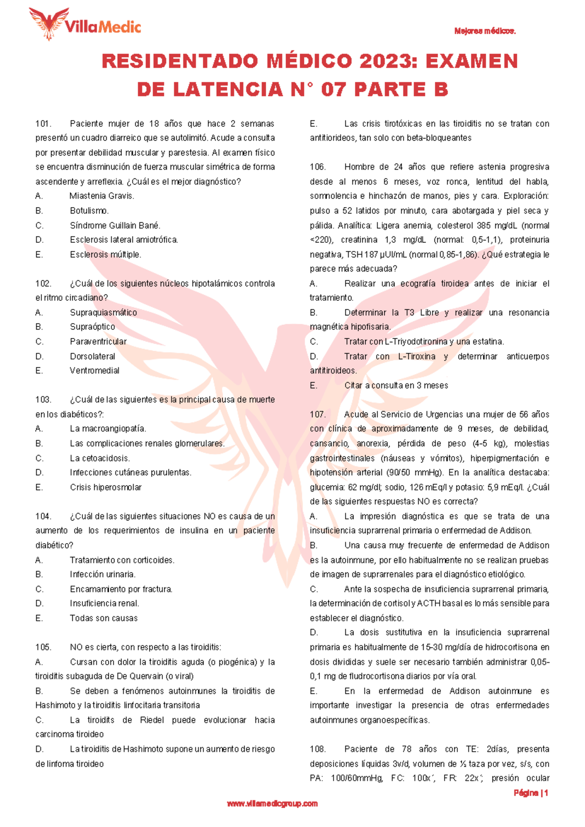 RM 2023 - Examen De Latencia 07 B - Página | 1 RESIDENTADO MÉDICO 202 3 ...