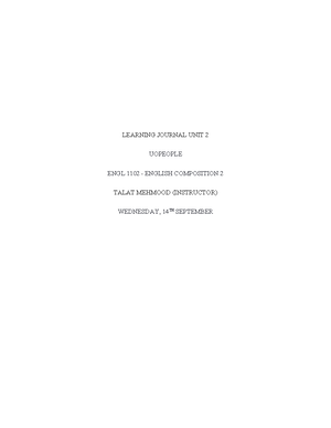 ENGL 1405 Learning Journal Unit 1 - LEARNING JOURNAL UNIT 1 UOPEOPLE ...