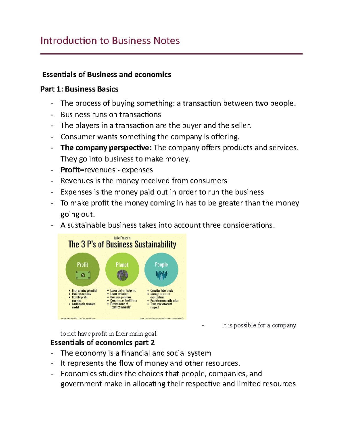 Introduction To Business Notes - Introduction To Business Notes ...