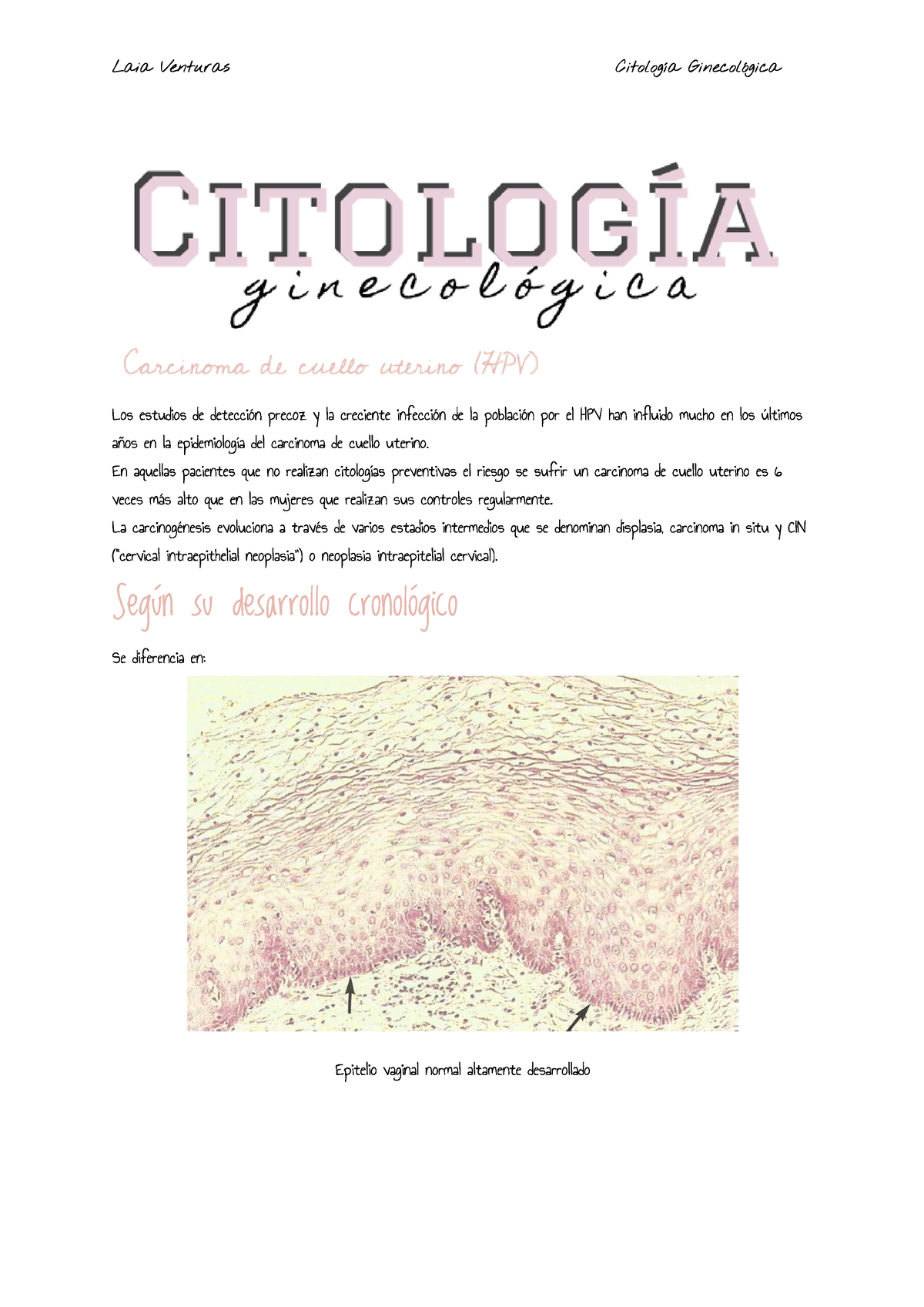 Citologia Ginecologica - Citologia I Histologia - Studocu