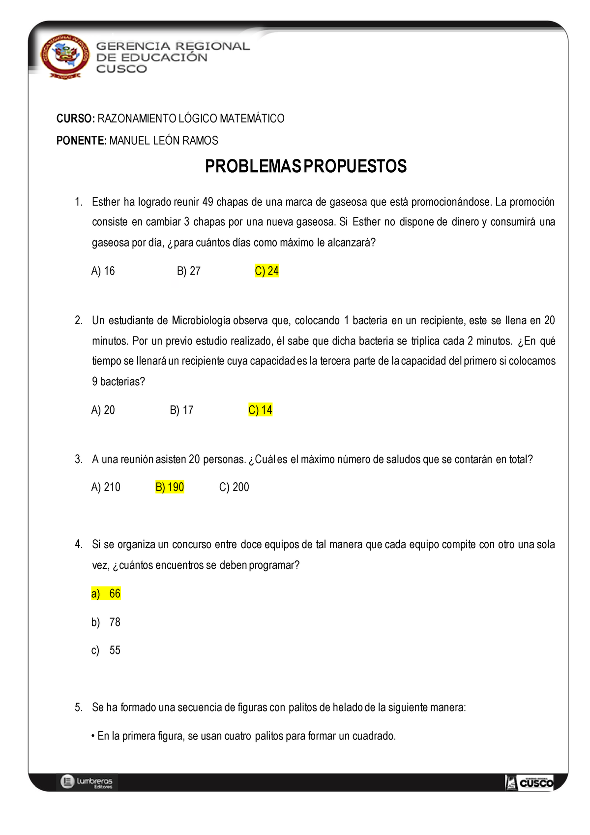 Problemas Propuestos - RM - CURSO: RAZONAMIENTO L”GICO MATEM¡TICO ...