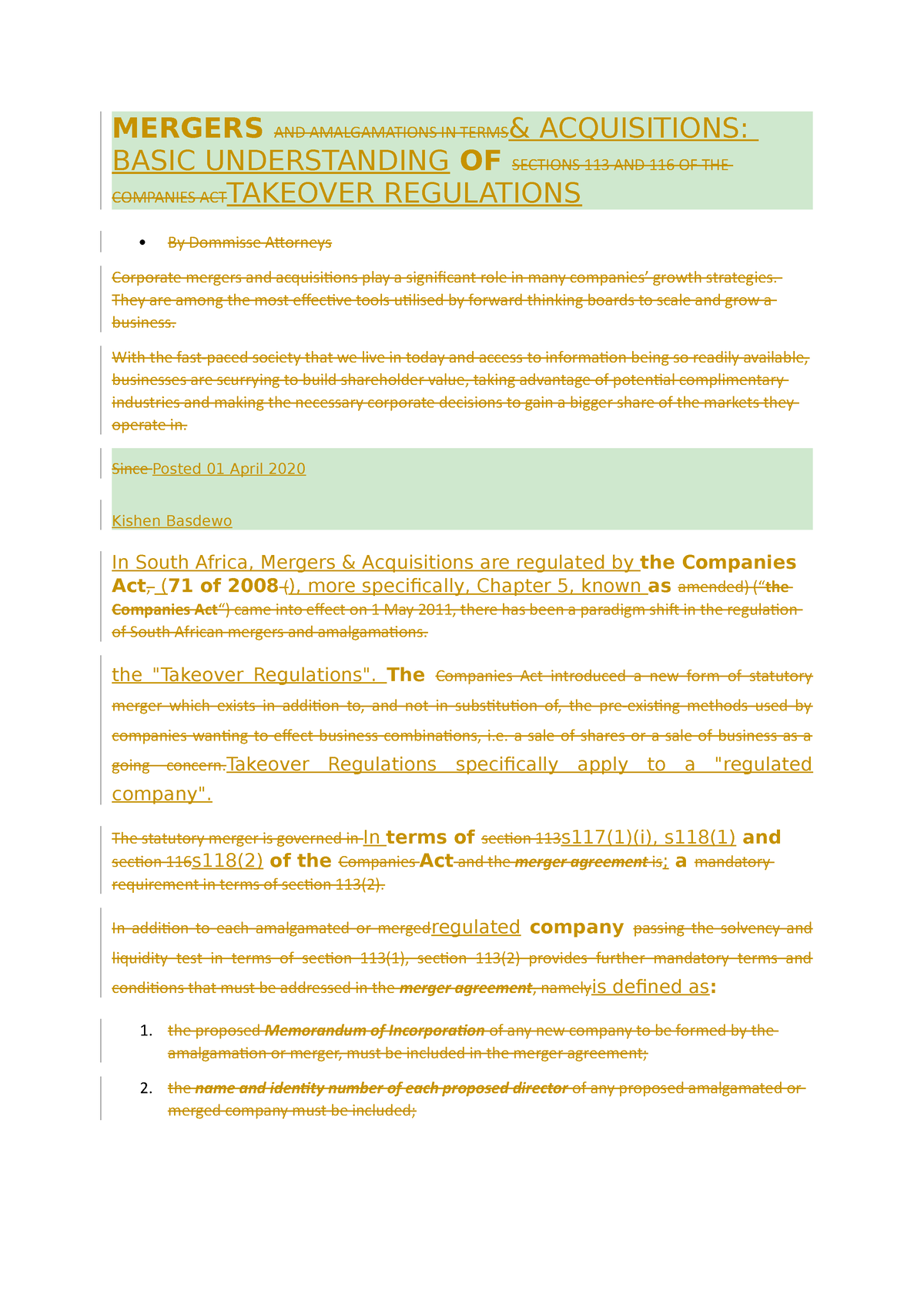 Mergers And Acquisitions (Auto Recovered) - MERGERS AND AMALGAMATIONS ...