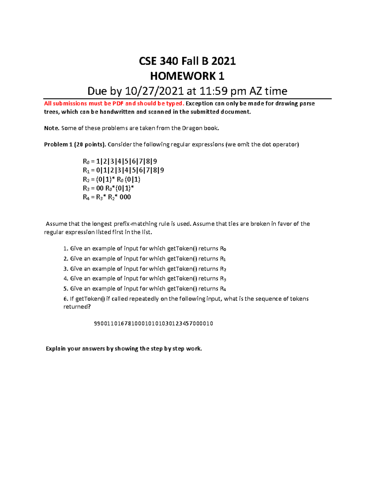 HW1 Fall21 B - Homework For Week 1 - CSE 340 Fall B 2021 HOMEWORK 1 Due ...