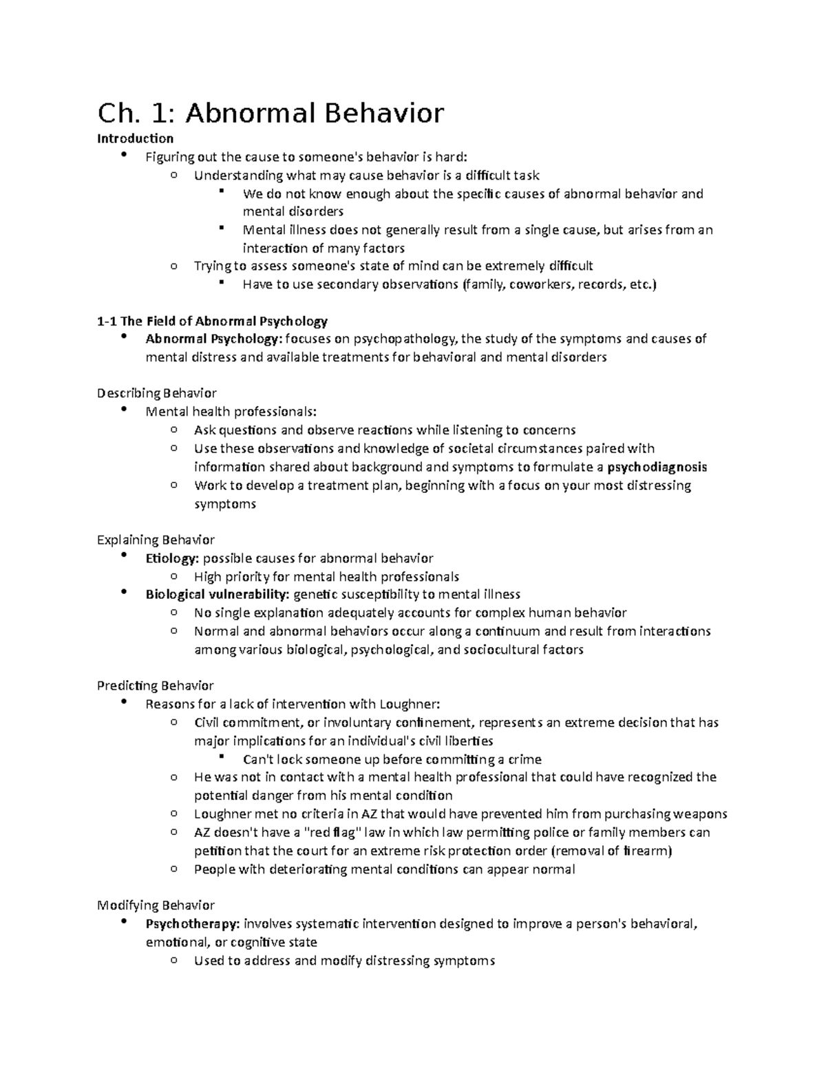 Chapter 1 Abnormal Behavior PSYC 301 Ch. 1 Abnormal Behavior