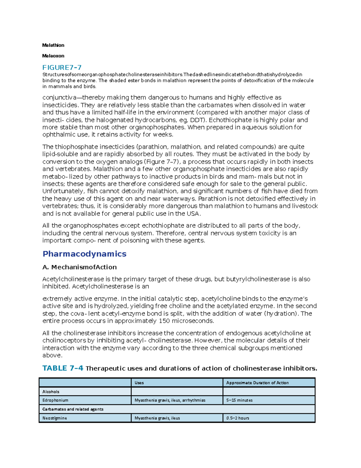 Pharmacology notes 6 - Malathion Malaoxon FIGURE7– - Studocu