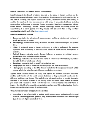Module 1 - N/A - Module 1: Discipline and Ideas in Applied Social ...