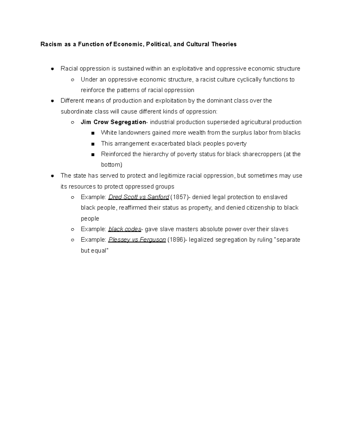Racism as a Function of Economic, Political, and Cultural Theories ...